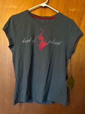 Baby Phat Charcoal Gray Tee with Pink Cat Emblem